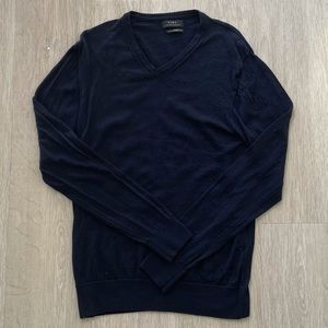 Men’s Zara Extra Fine Wool Navy V-Neck Sweater